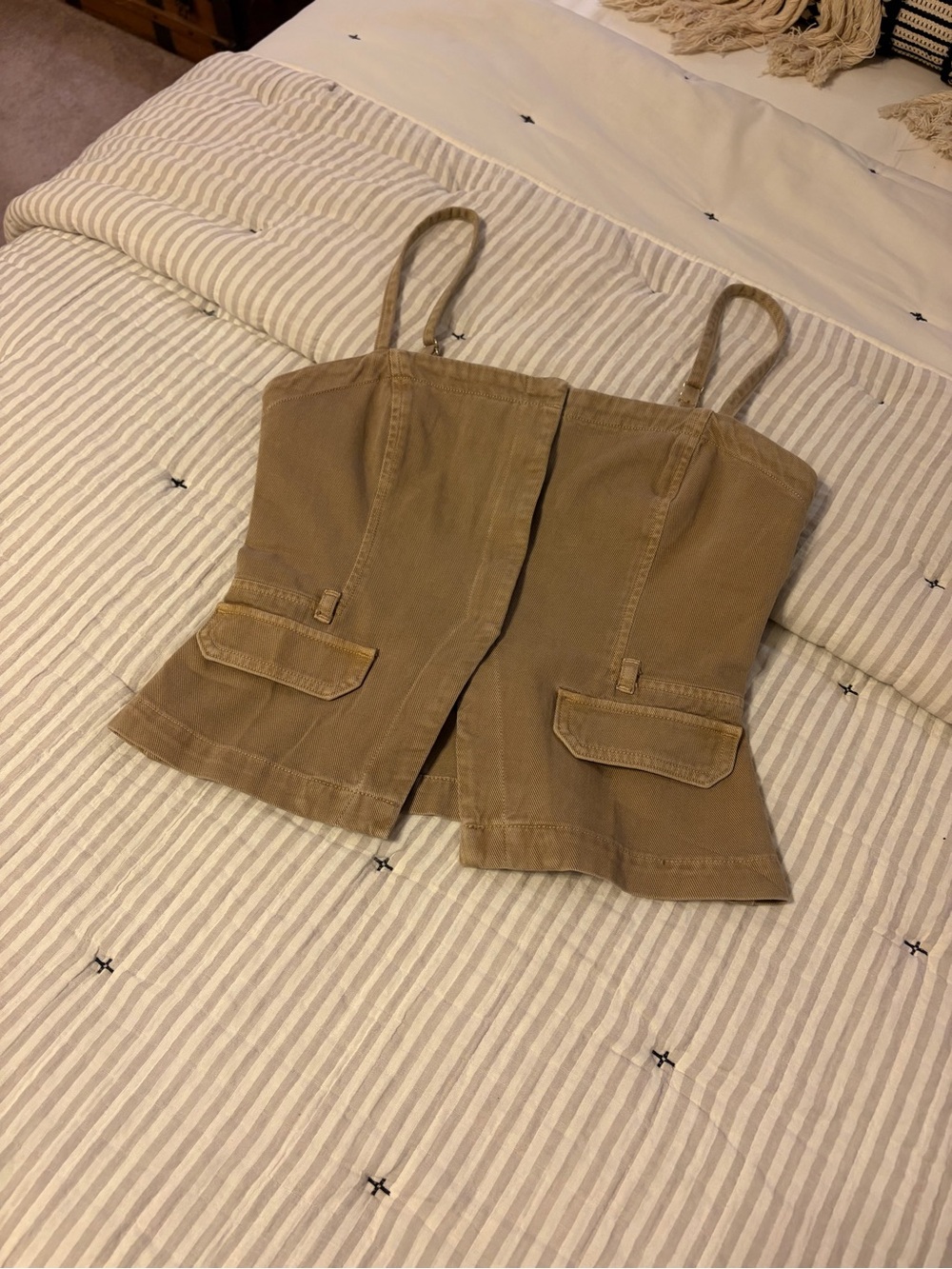 Zara Khaki  Bustier Top with Pockets